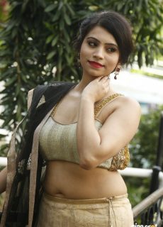Priyanka Ramana Sexy Navel Show In Saree Photoshoot Stills