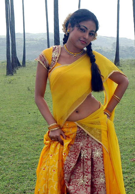 Actress Meenakshi Sexy Navel Cleavage Show In Half Saree Stills From Rajadhi Raja Movie 4H