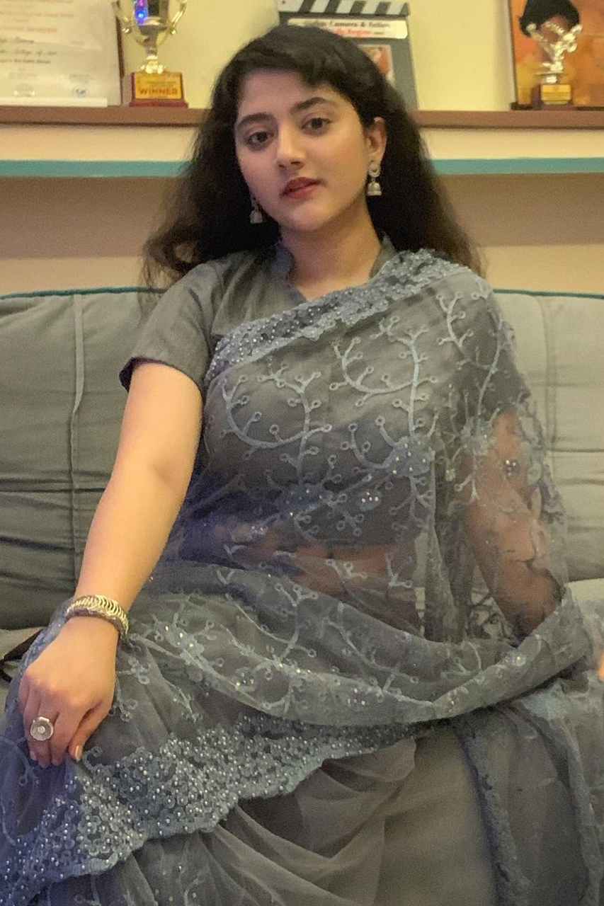Shriya Sharma Sexy Navel Show In Transparent Saree Photos 21
