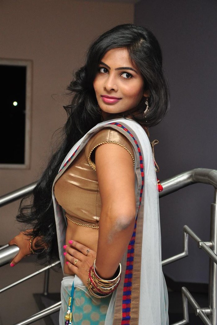 Actress Bhanu Sexy Navel And Cleavage Show In Saree Photoshoot Stills 19