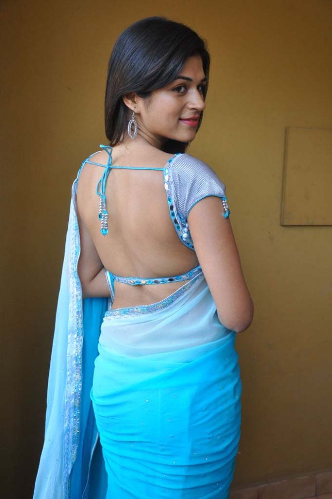Actress Shraddha Das Sexy In Blue Saree Photoshoot Stills 19