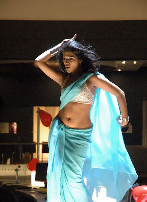 Actress Shraddha Das Sexy Navel Show In Blue Saree Photoshoot Stills 0H