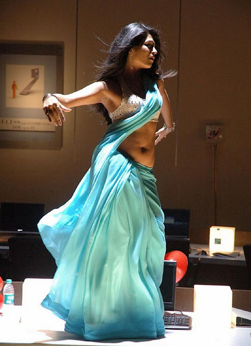 Actress Shraddha Das Sexy Navel Show In Blue Saree Photoshoot Stills 19