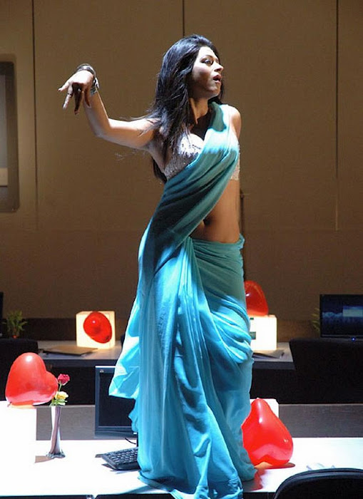 Actress Shraddha Das Sexy Navel Show In Blue Saree Photoshoot Stills 39