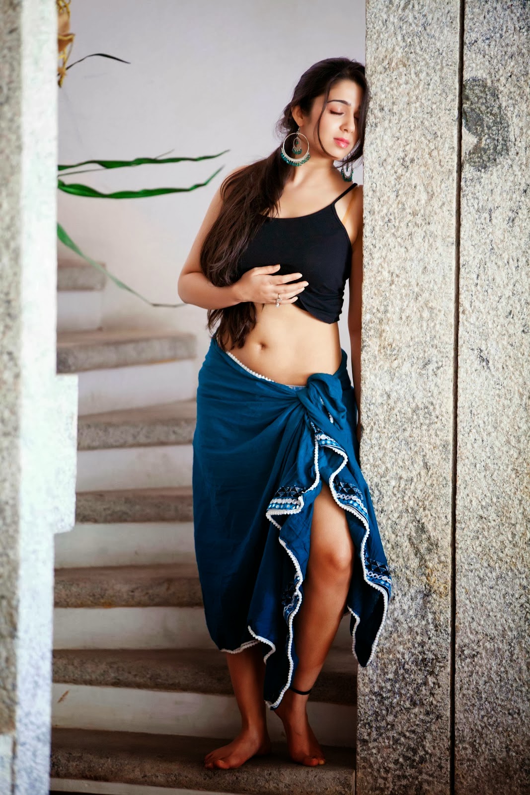 Charmy Kaur Sexy Navel Show For Magazine Photoshoot Stills 19