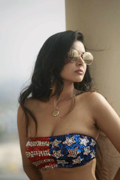 Sanam Shetty Hot Sexy Navel Show In Bikini Photoshoot Stills AH