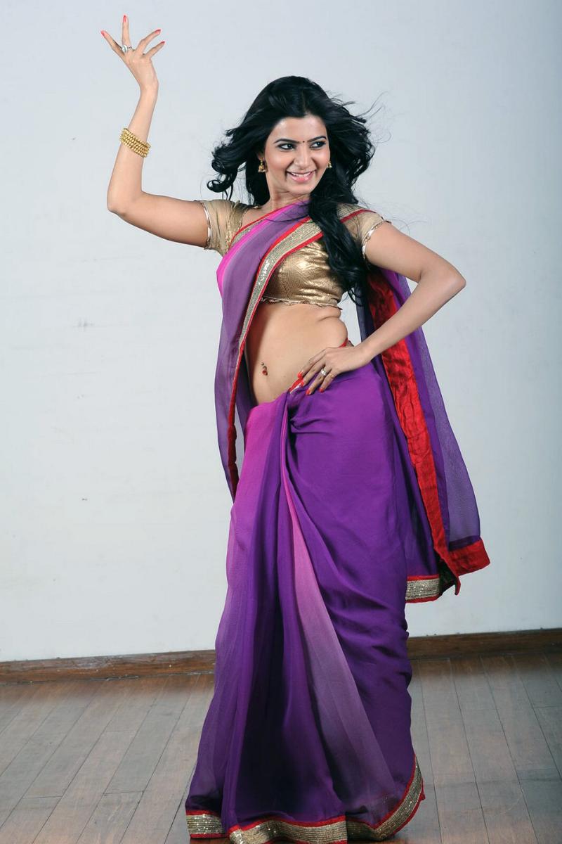 Actress Samantha Ruth Prabhu Hot Sexy Navel Show In Velvet Saree Photos 61