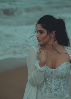 Actress Divya Bharathi Hot Sexy Cleavage Show In Beach Photoshoot Stills